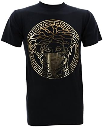 Legends Kings - Men's gold Foil Versace Face W/Mask T-Shirt - Black