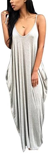 Pretid Women Sexy Strap Deep V Casual Club Party Loose Beach Dress