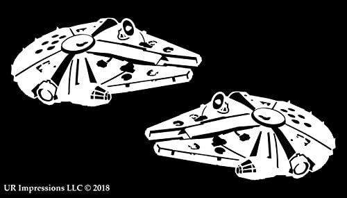 3.5in. Millennium Falcon 2-Pack Decal Vinyl Sticker Graphics|UR Impressions|for Cars Trucks SUV Vans Walls Windows Laptop|White|3.5 X 2 inch|URI538