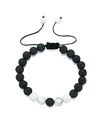 MengPa - Pulsera de piedra de lava de 0.315 in, difusor de aceite esencial para aromaterapia, ansiedad, yoga, para hombre y mujer