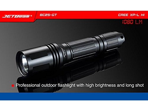 Jetbeam BC25GT Rechargeable CREE XP-L HI LED Flashlight -1080 Lumens w/ Exclusive Jetbeam Keychain Light