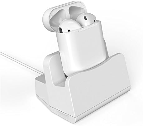Airpods Charging Dock, MITUTEN 2 in 1 iPhone Airpods Charging Stand Holder, Replacement Apple Charger Station, Perfect for Airpods Wireless Bluetooth Headphones, iPhone 7/7plus/6/6s/5s/SE (White)
