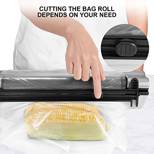 Vacuum Sealer, TIBEK 3 IN 1 Food Sealer Machine with Cutter, 5s Fast Dry| Wet Food Preservation Machine, Fresh Up To 5x Longer, with Starter Kit Rolls, Easy to Clean