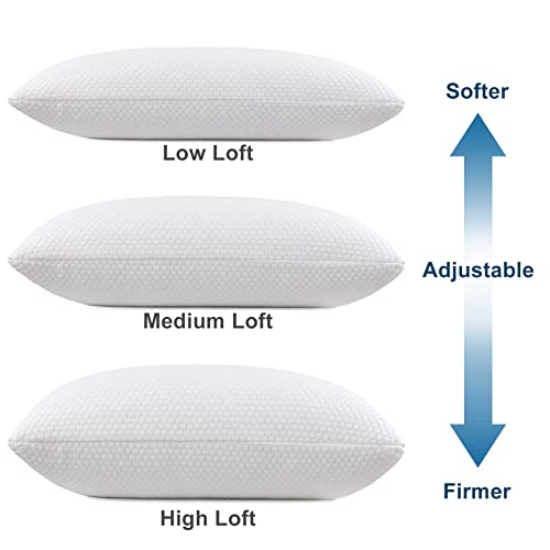 Molblly Queen Pillows 2 Pack, Shredded Memory Foam Bed Pillows Set of 2