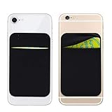 3M Adhesive Purse,6 Cards Secure Holder Pocket Stick on Phone/Tablets Cards Sleeve Pouch Wallet fits iPhone 6S/7/8/X Plus,Galaxy S8/Note 9/J7/A8,Honor 6 Plus/Mate 9 Pro/LG G5 (Black)