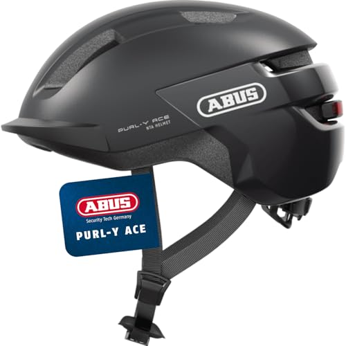 ABUS Fahrradhelm Purl-Y ACE mit LED-Licht – geeignet Fahrten auf E-Bike und S-Pedelec – Trendiger NTA-Schutzhelm für Erwachsene und Jugendliche – Dunk