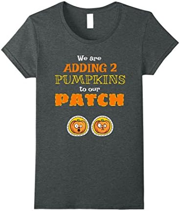 Womens Twins Pregnancy Halloween T-Shirt Adding 2 Pumpkins To Patch Large Dark Heather