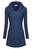 Ninedaily Women Long Sleeve Scoop Neck String Hoodie Shirts With Kangaroo Pocket