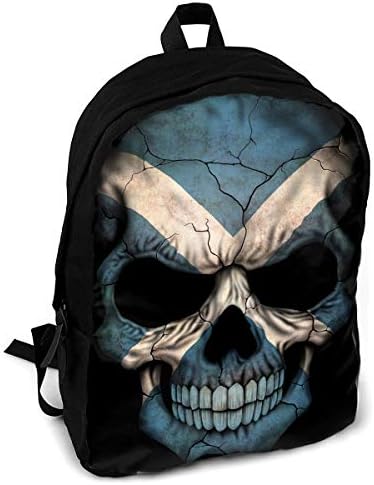 CYMO Scottish Flag Skull Unique Outdoor Shoulders Bag Fabric Backpack Multipurpose Daypacks for Adult