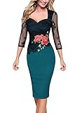 Vfemage Women Embroidered Floral See Through Lace Cocktail Party Dress