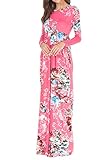 Simier Fariry Women's Pockets Pleated Loose Swing Casual Floral Maxi Dress