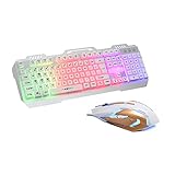 KINGEAR Ergonomic Multimedia 7 Colorful Rainbow with Smart LED Backlight Wired Gaming Keyboard with Mouse