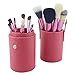 12pcs Professional Makeup Brushes Make Up Brush Set & Leather Brush Holder Pot（Red rose）