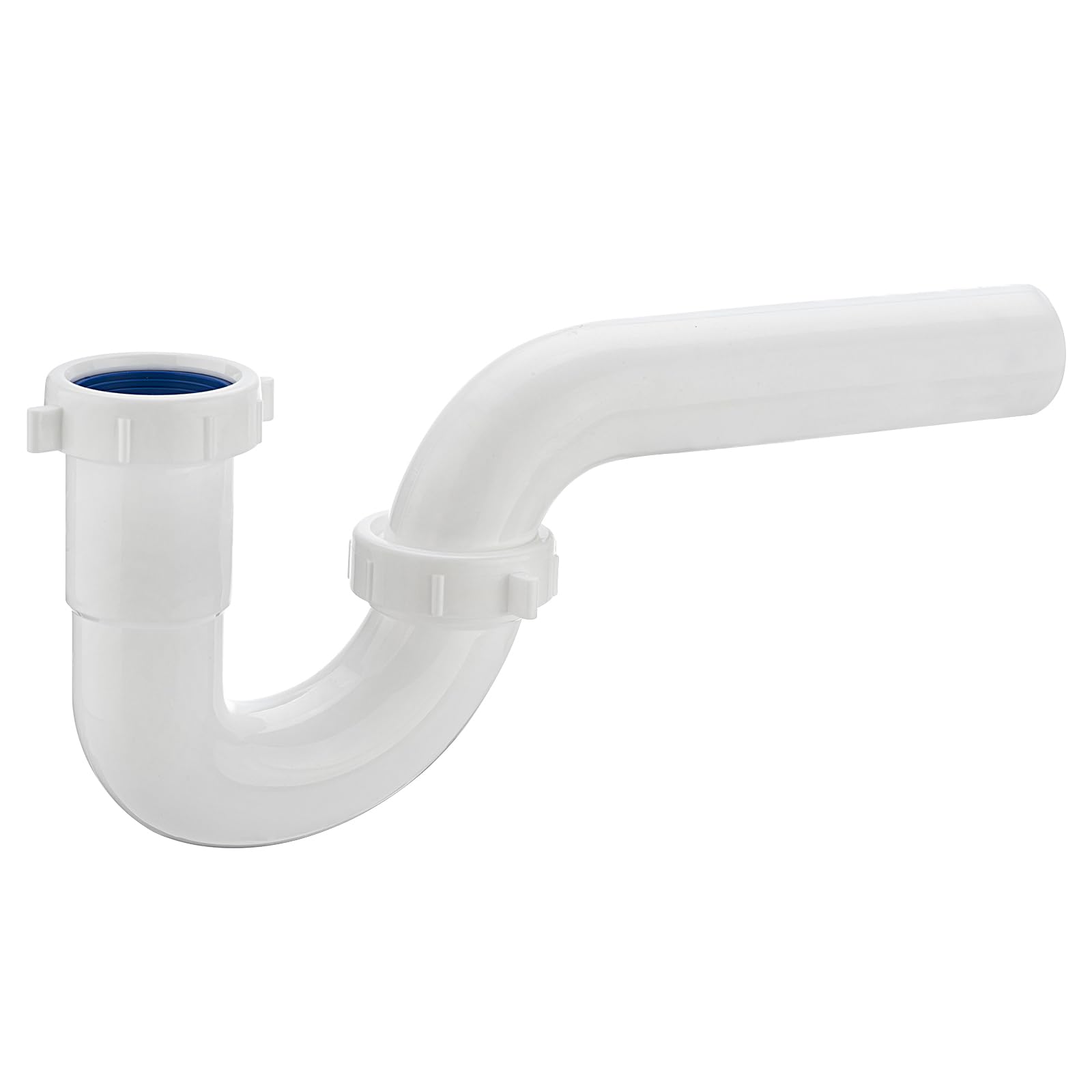 Photo 1 of (1 Pack) Yariwiz White P Trap 1 1/2 Inch for Bathroom Kitchen Sink Drain Pipe Tubular Kit with Blue TPE Washer KSD-002W
