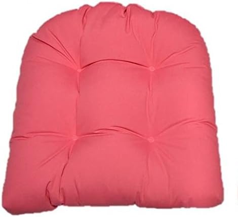 RSH DECOR Solid Rose Petal Peony Pink Universal Tufted U-Shape Cushion for Wicker Chair Seat - Indoor/Outdoor