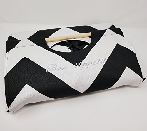 Bon Appetit Black Chevron 9x13 Dish Tote, Handcrafted in America, Old-Fashioned Casserole Carrier - Thumbnail 3