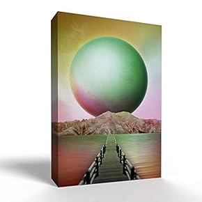Canvas Wall Art - Super Big Green Moon Art - Modern Home Art Stretched and Framed Ready to Hang - 12x18 inches