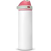 XccMe 24 oz Insulated Water Bottle with Straw,Stainless Steel Leak Proof Water Bottle,2-in-1 Lid with One-Touch Flip Lid & Straw,Keep Cold All Day for School,Travel,Gym,Camping,Sports,White