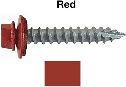 #14 Metal ROOFING SCREWS: (250) Screws x 1" RED Hex Head Sheet Metal Roof Screw. Self starting/tapping metal to wood, sheet metal siding screws ~ EPDM washer ~For corrugated roofing