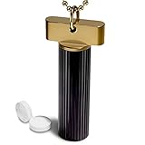 Cielo Pill Holders - Black & Gold Keychain Pill Fob/ Pill Necklace (Chain not included) - Pill Containers Made in USA - Designer Pill Boxes - Waterproof - Stainless Steel & Aluminum