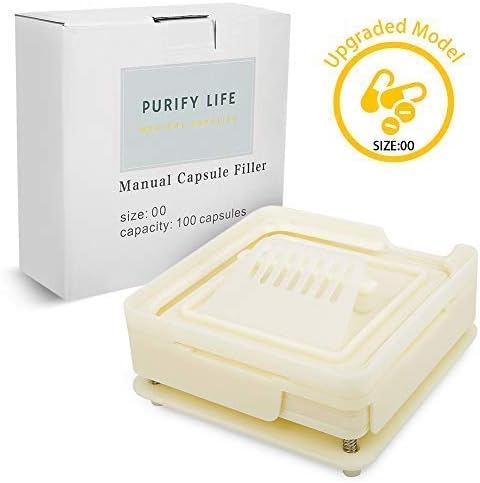 Capsule Filling Machine Kit Size 00# Empty Oil Liquid Pill Filler Medical Device Tool for Holding Vegetable Capsules in Place No Spill Or Mess - Easy to Use at Home Clinic Office (White)