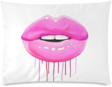Kitchor Customized Pink Lips Zippered Pillow Cases Pillow Cover 20x26 Two Side Print