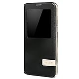 Galaxy S7 Edge Case, USAMS & Kollea Big Window View Premium PU Leather Folio Flip Cover Case W Stand View for Samsung Galaxy S7 Edge - Black