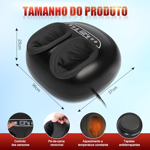 Máquina de Massageador de Pés com Calor, Massageador de Pés Shiatsu com Aquecimento e Controle Remoto, Massageador Profundo de Amassamento, Máquina de Massagem de Pés, 5 Níveis de Intensidade