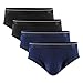 DAVID ARCHY 4 Pack Men's Ultra Soft Comfy Rib Micro Modal Briefs (L, Black/Navy Blue)