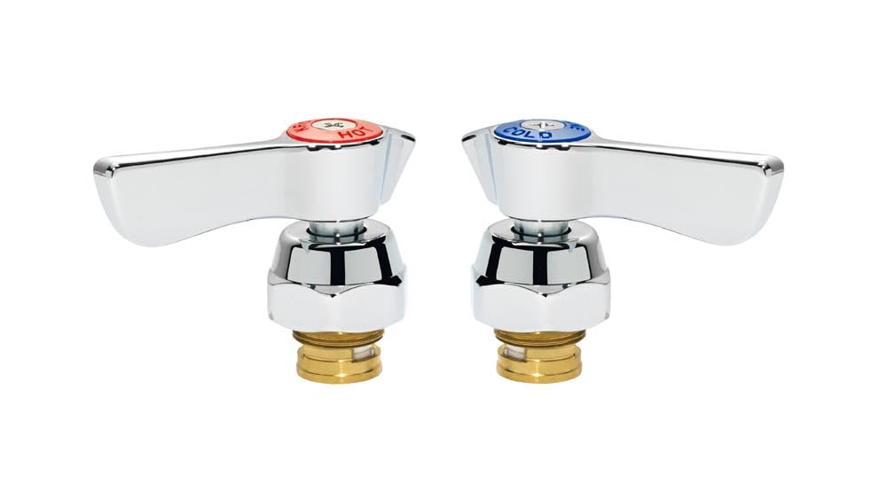 Photo 1 of Krowne Silver Series 21-300L 1/4 Turn Ceramic Repair Kit with Hot and Cold Valve Handles for Commercial Food Industry Restaurant | Fits 10-4, 11-4, & 13-8 Faucets | 9"H x 6"W x 5"L, Stainless Steel