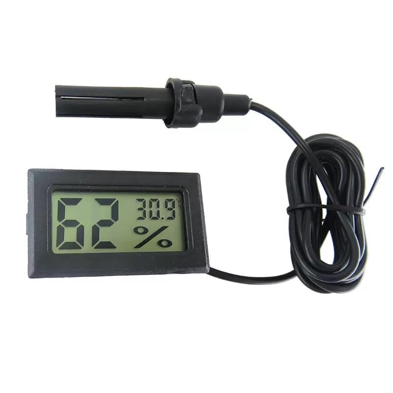 Ytian LCD Digital Mini Embedded Thermometer Hygrometer Temperature Humidity Gauge Meter Probe for Reptile Incubator Aquarium Poultry with Cable
