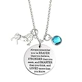 T-Perfect Life You are Braver Than You Believe Stainless Steel Unicorn Birthstone Pendant Necklace