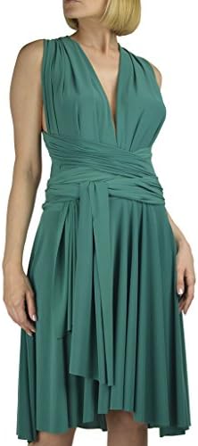 VonVonni Women's Transformer/Wrap Infinity Bridesmaids Dress, Short (One Size Fits USA 2-10, Jewel Green)