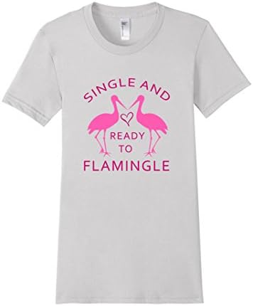 Women's Single and Ready to Flamingle Flamingo Girls Night Out Tee Large Silver