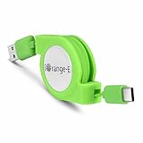 USB C Cable, iOrange-E 2.3 Ft Type C Retractable Cable for Nexus 5x, Nexus 6p, LG G5, OnePlus 2, Nextbit Robin, Nintendo Switch and More USB C Devices, Green