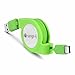 USB C Cable, iOrange-E 2.3 Ft Type C Retractable Cable for Nexus 5x, Nexus 6p, LG G5, OnePlus 2, Nextbit Robin, Nintendo Switch and More USB C Devices, Green