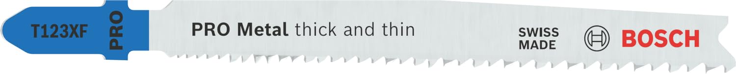 Bosch 25x PRO Metal Thick and Thin T123XF Jigsaw Blade (for Steel sheets, Metal pipes and profiles, Length 100 mm, Professional Accessory Jigsaw)