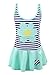 Chrysea Girls Applique Flowers Bathing Suit, Girls Striped Swimwear One Piece Swimsuits with Skirt