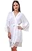 GoldOath Women's Kimono Robes Cotton Lightweight Robe Long Bathrobe Soft Sleepwear V-Neck Ladies Nightwear with Lace Trim White