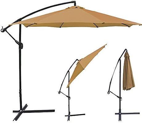 Amazon Com Hanging Offset Patio Umbrella 10ft Outdoor Umbrella Sunbrella Market Umbrella Heavy Duty Yard Umbrella Adjustable Cantilever Umbrella Deck Umbrella With Stability Base And Waterproof Polyester Fabric Garden Outdoor