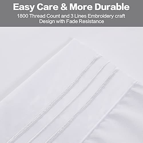 Balichun Bed Sheet Sets Double/Full Size - 6 Piece - 1800 Thread Count Hypoallergenic Brushed Microfiber Bedding Sheets with Deep Pockets -Wrinkle/Fade/Stain Resistant (White, Full)