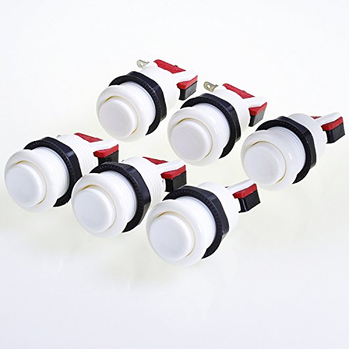 American Style 28mm Standard Arcade Push Button 6 Pack White With Microswitch by Atomic Market