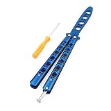 Butterfly Knife, HTOMT Stainless Steel Dull Blue Practice Balisong Dull Pocket Training Knives Trainer Tool