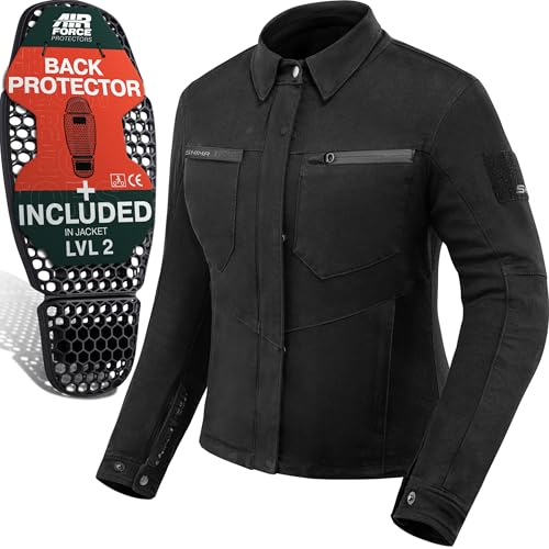 SHIMA Giro Jkt Motorbike Jackets for Women AirForce Back Protector Armour Riding Motorcycle Jacket Stretch Bikers Ventilated Lightweight Armoured Bike Textile Motorcycles (Womens, Black, L)
