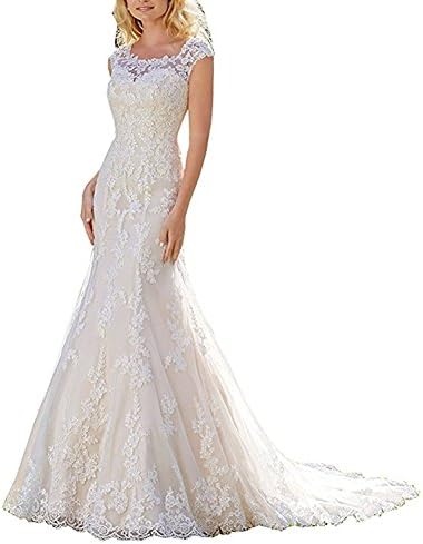 LL Bridal Women's Floral Lace Bridal Gown Mermaid Long Wedding Dresses 2018 for Bride M0033