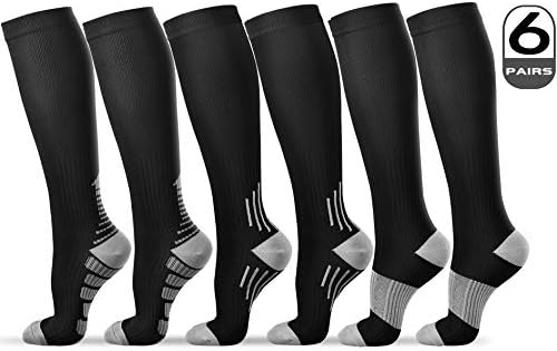 Compression Socks Men 15-20 mmHg (1/3/6 Pairs), Graduated Best Performance Stockings for Running, Athletic, Nursing, Flight Travel, Medical, Pregnancy, Varicose Veins, Circulation