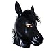 EXLATEX Latex Hood Horse Animal Mask Fetish Accessories with Back Zipper (One size, Black)