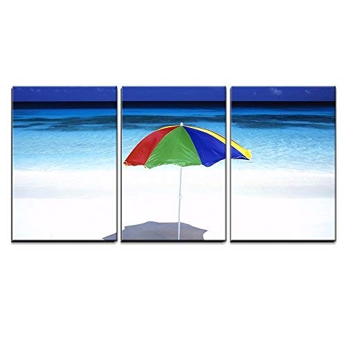 Sunshade from a Beach Umbrella on a Tropical Vacation Resort Home Art x3 Panels