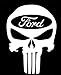 Punisher Skull Ford Decal Vinyl Sticker|Cars Trucks Vans Walls Laptop| WHITE |5.5 x 4 in|CCI596