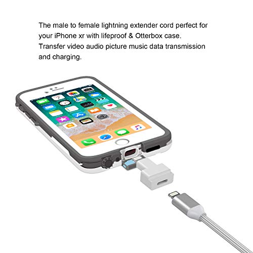 EMATETEK Braided Extension Connector Cable Female to Male Pass Video Audio Music Photo Data and Charge. 1PCS 3.3Feet Male to Female Extender Cord Made of Sliver Aluminum & White Braided.